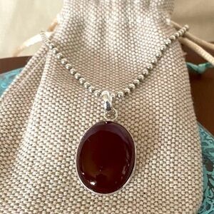 Carnelian Sterling Silver Pendant & Chain